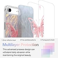 Vista 592 de I-MGAE-IN-AR - Funda diseñada para iPhone 12 y 12 Pro, diseño de mariposa plateada brillante, funda protectora de poliuretano termoplástico, suave