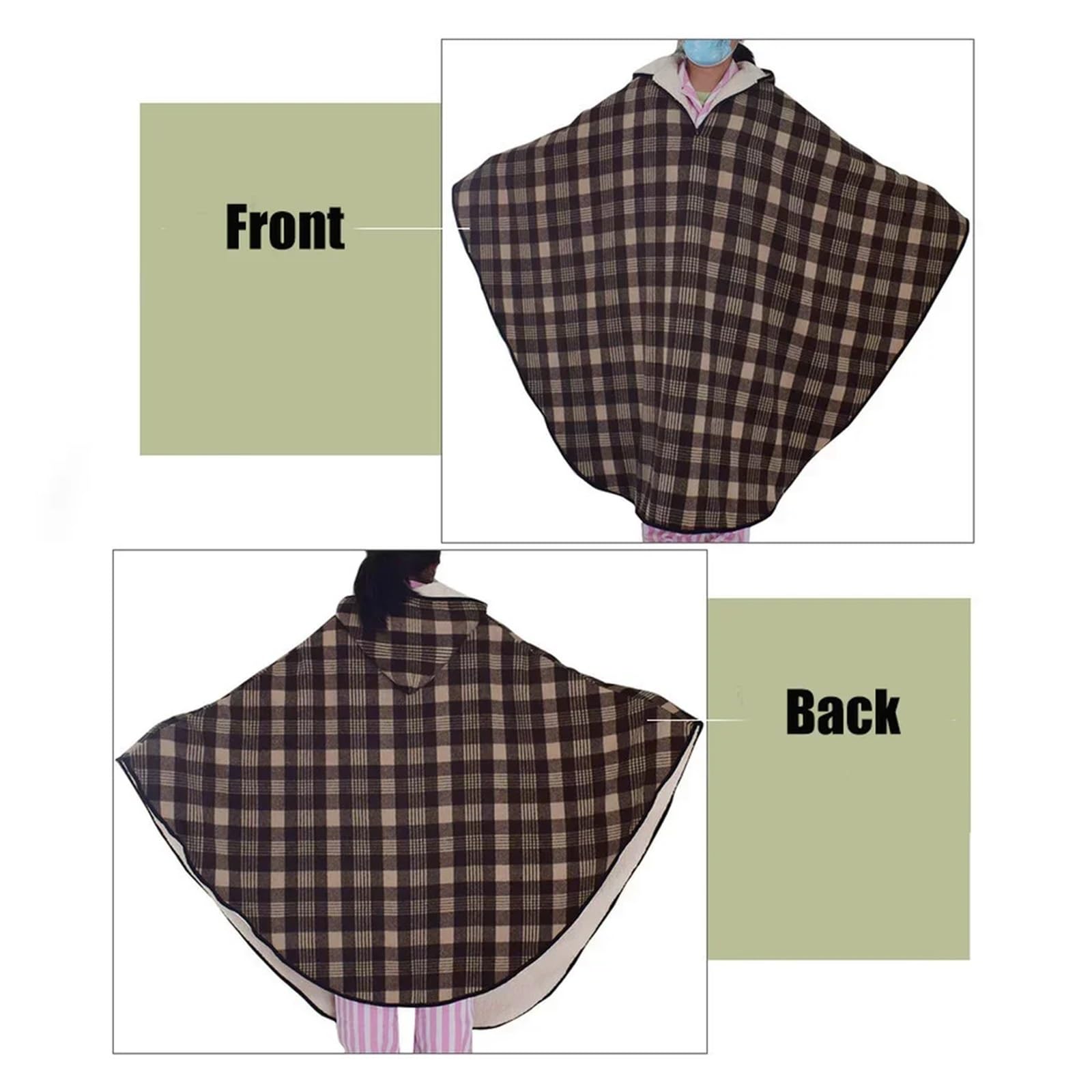 Manta para Silla de Ruedas, Tela de Doble Capa Talla Grande con Capucha, Hombros, Cintura, Calidez for el Cuidado Personas Mayores