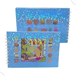 Livro de Colorir com 48 Folhas Papel Grosso Capa Dura Brilhante Holográfica vem com folha protetora de acetato (Azul)