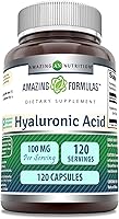 Vista 5 de Amazing Formulas - Suplemento de ácido hialurónico de 100 mg, 250 cápsulas, sin OMG, sin gluten, fabricado en Estados Unidos