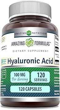 Amazing Formulas Hyaluronic Acid 100 Mg Supplement | Capsules | Non-GMO | Gluten-Free | Made in USA (1 Pack | 120 Count)