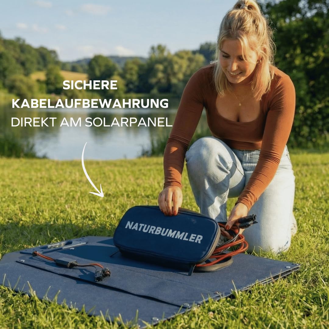 Naturbummler Solarpanel faltbar 150W Monokristallin [SOLAR-CORE] Solartasche - Solarmodul für Powerstation Camping Wohnmobil Vanlife Outdoor - Photovoltaik tragbar (150, Watt)