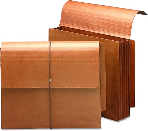 Smead Cartera con pestañas finales, expansión de 5-14 pulgadas, cierre de solapa y cordón, tamaño carta, Redrope, 10 por caja (71144)