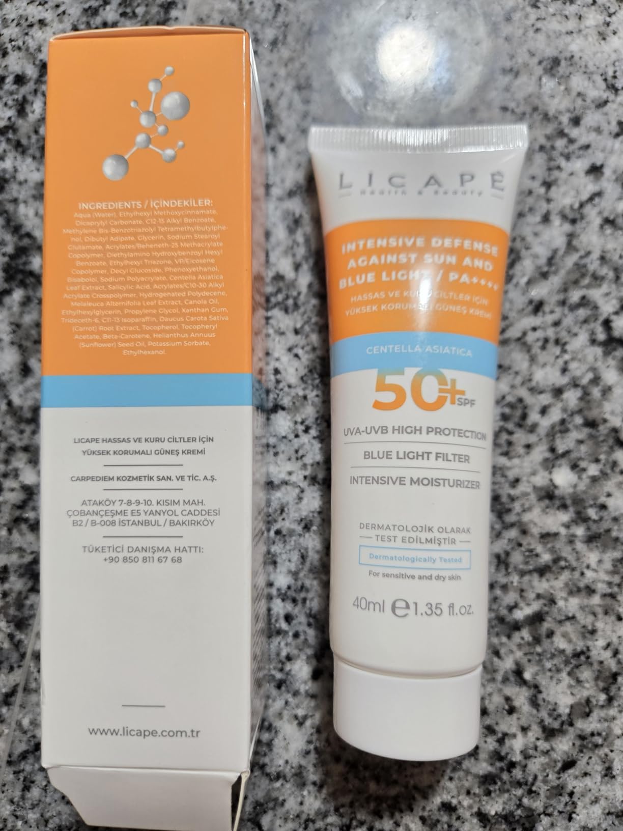 LICAPE® Sunscreen - SPF 50 High Protection Sunscreen for Face, 40ml | Lightweight Skin Care for Sensitive & Dry Skin