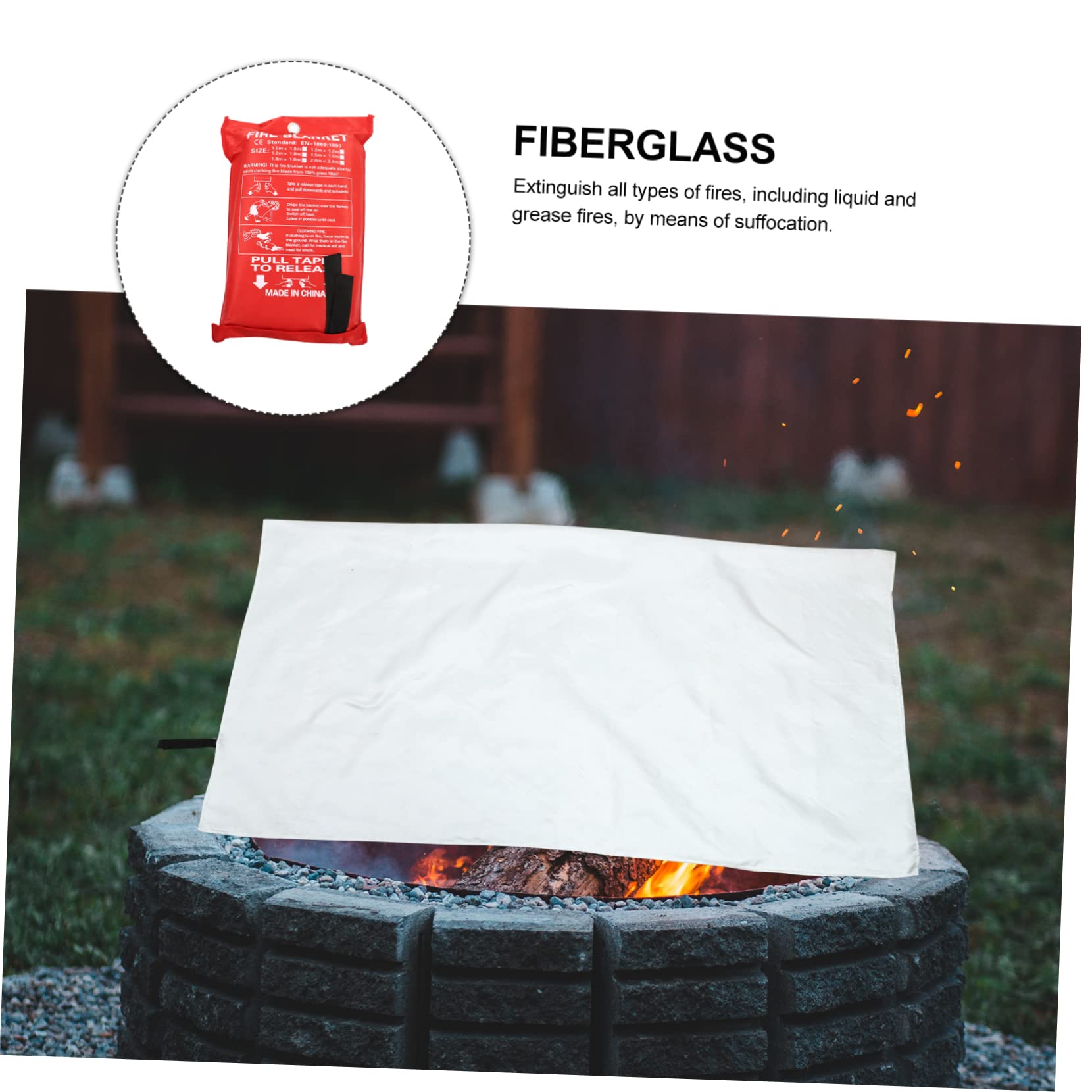 Feuerschutzdecke aus Glasfaser, Weiße Löschdecke für Grill und Küche