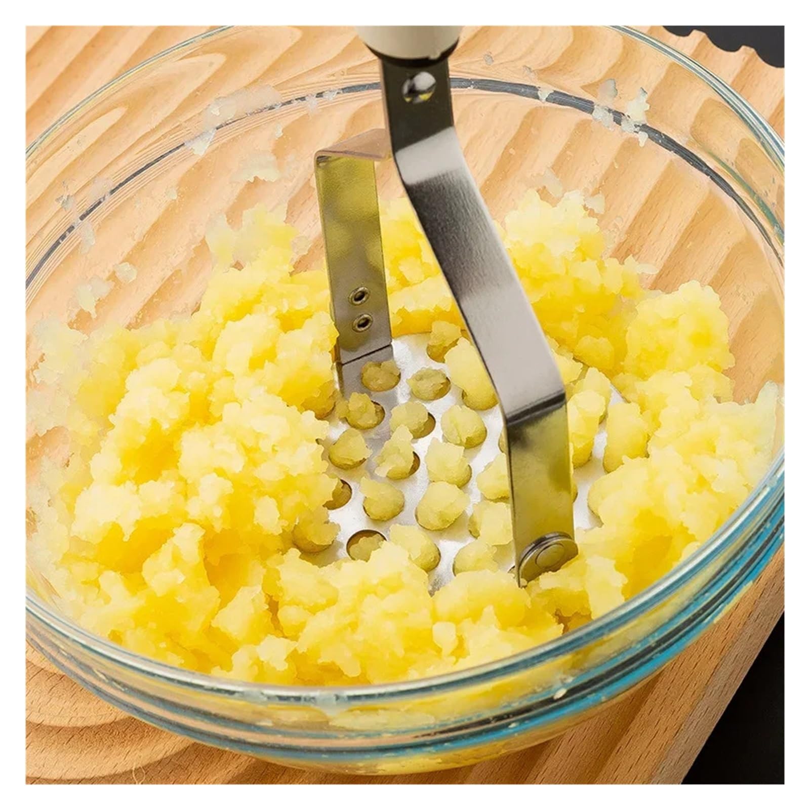 1 Stück Kartoffelstampfer aus Edelstahl, manuelles Küchenwerkzeug for Kürbiszertrümmerer(Square hole)