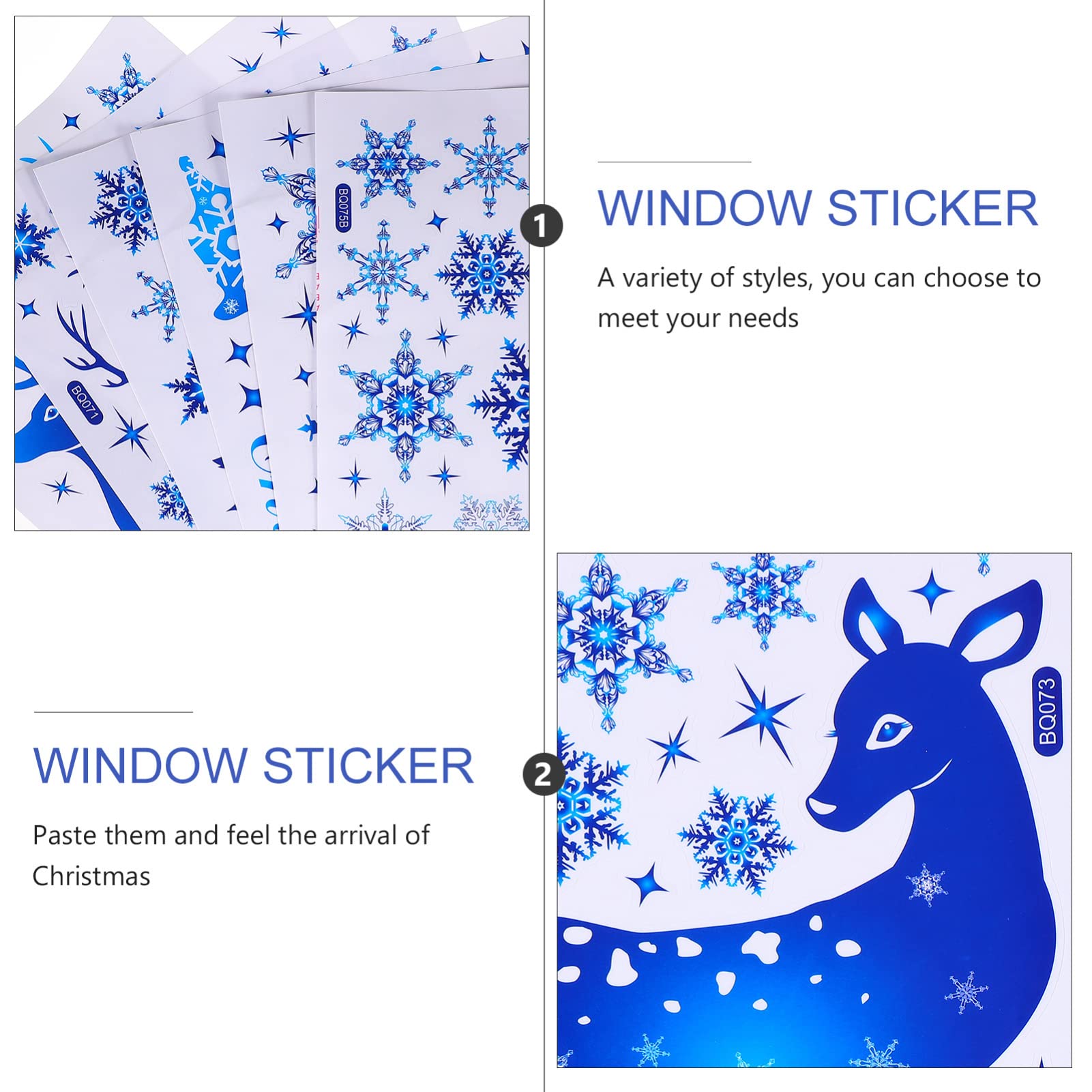 ABOOFAN 12hojas Pegatinas Navideñas De Translucido Para Decoración De Ventanas y Paredes De Calcomanías De Diseño De Reno Para Fiestas y Celebraciones Navideñas Hogar y Guarderías