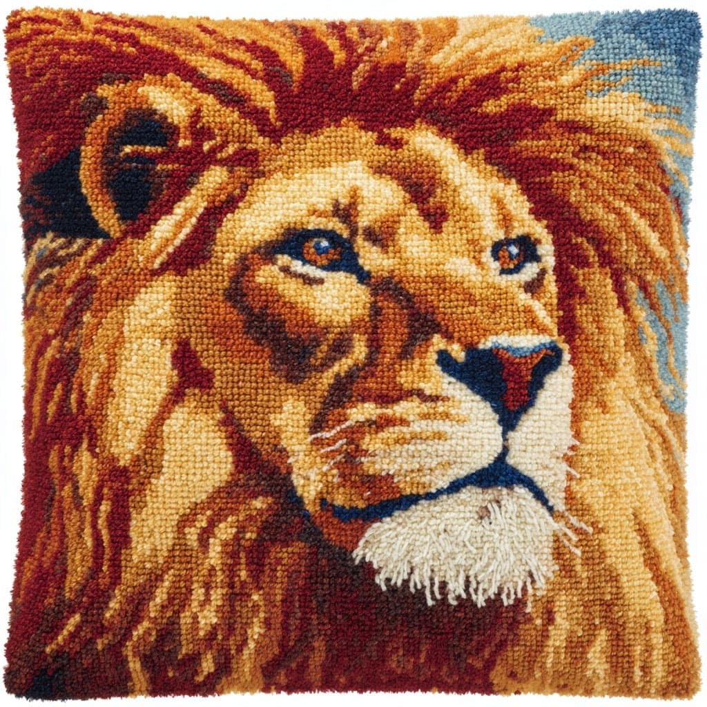 Henypt DIY Latch Hook Pillow Cover Kits Lion