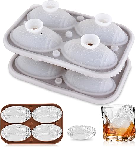 Football Party Favors - Molde para cubitos de hielo con esfera, 2 unidades, divertida bandeja redonda para cubitos de hielo con tapa, moldes de