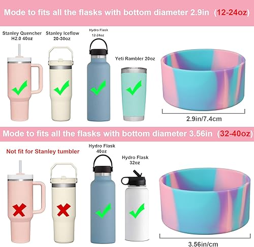 Miniatura 2 de Msriky Funda protectora de silicona para botella de agua Hydro Flask de 32 oz y 40 onzas y más vasos de marca. Compatible con todas las botellas de