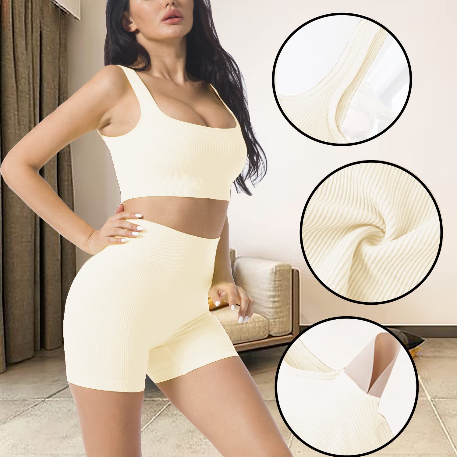 Workout Sets for Women 2 Piece, Cute YOGA Workout Set, Two Piece Workout Outfits,2 Pack