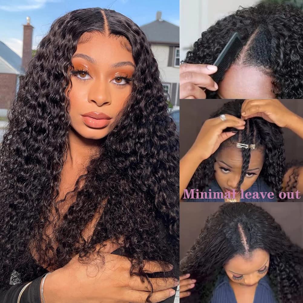 Amazon.com : ISEE 20 Inch Water Wave V Part Wig, Human Hair  display picture 2