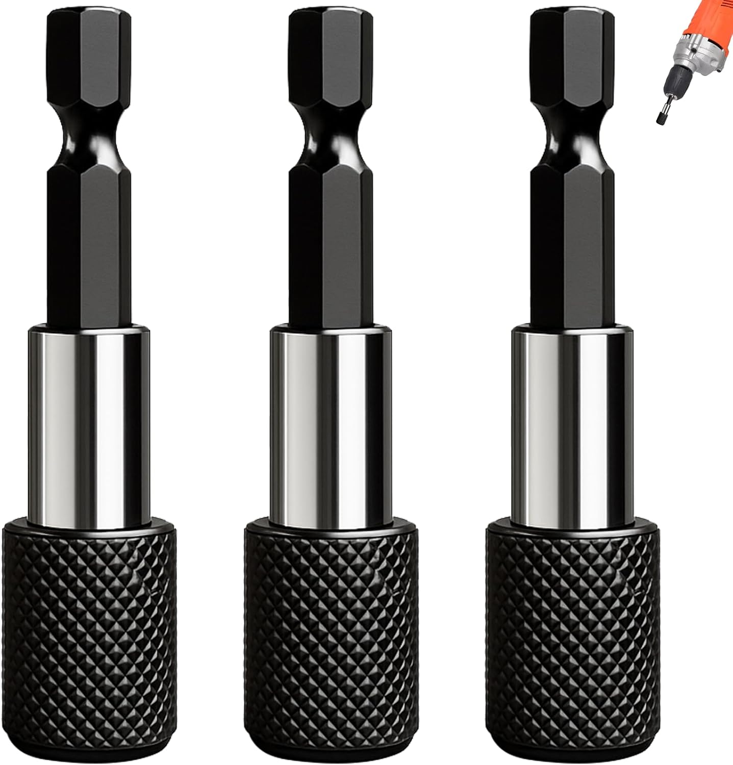 Magnetic Bit Holder, Quick Change Bit Holder, 1/4 Inch, 60 mm, Magnetic Bit Holder for Cordless Screwdrivers, Drills, Screwdrivers, Pack of 3