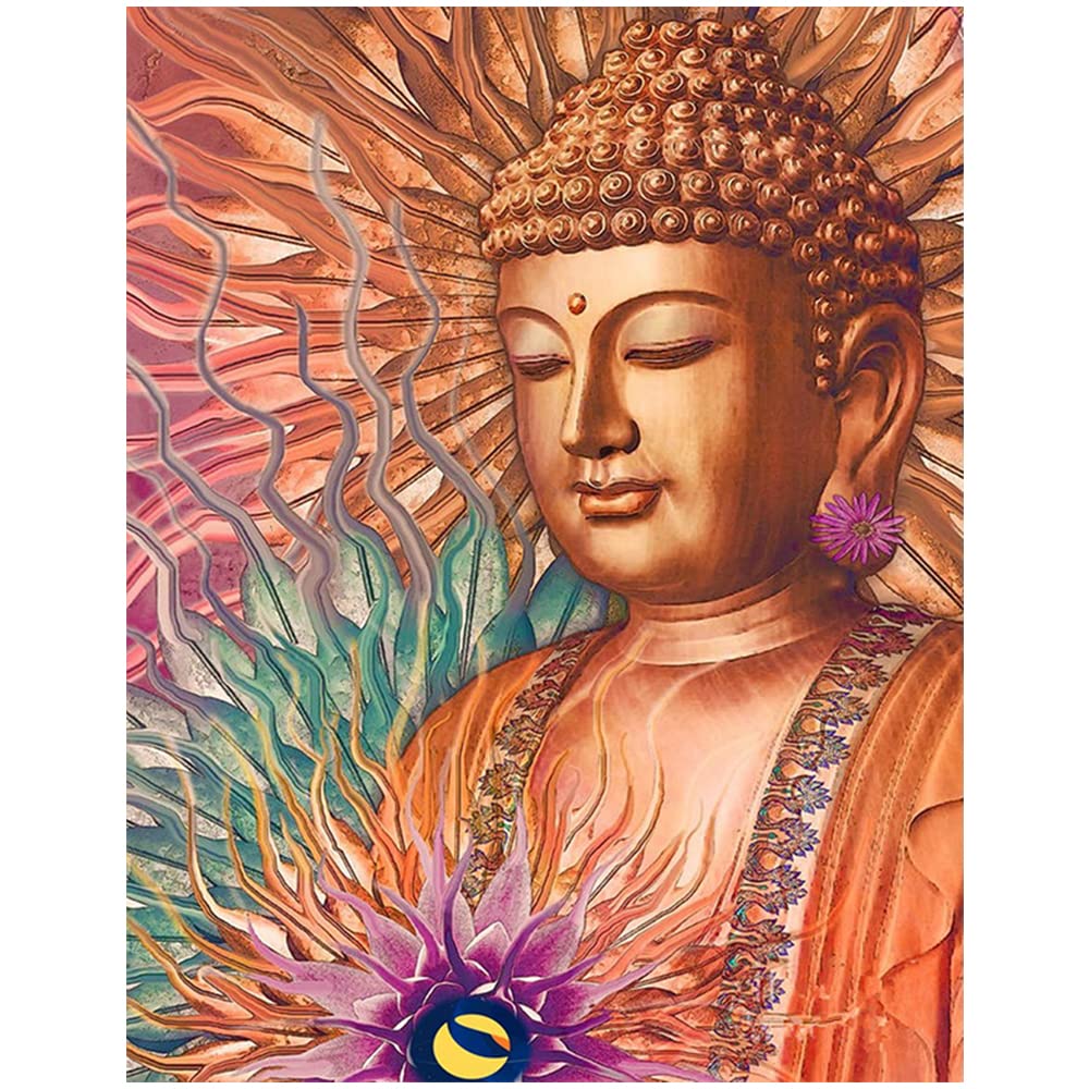 DIY 5D Diamond Painting Square Cuadrados Buda 40x50 cm Pintura Diamantes Cuadrados Pintura por Números Adultos Puzzle Diamantes Grande Cuadro Buda Mandala Cuadros Diamantes 5D Mandalas Punto de Cruz