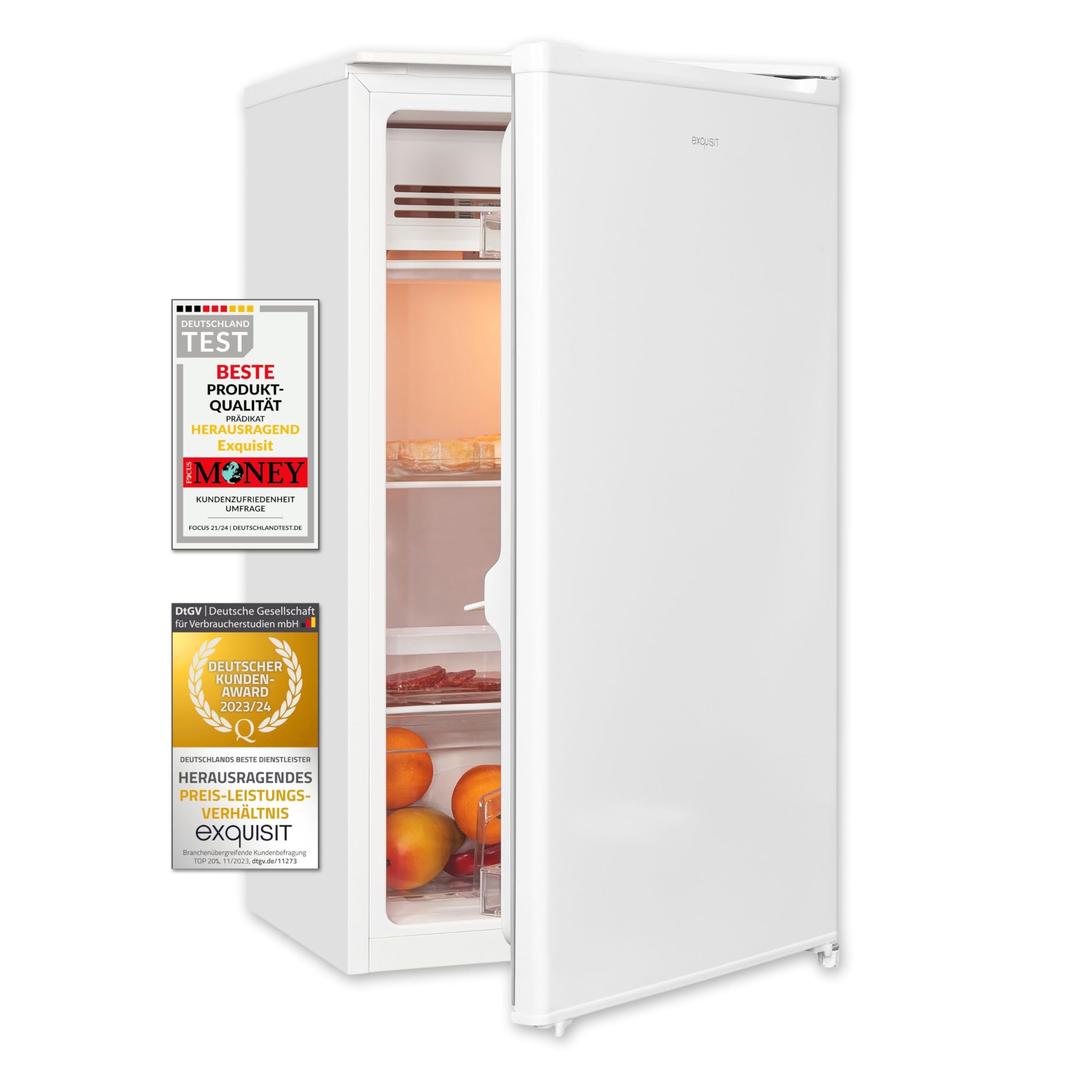 Exquisit KS116-0-041E Kühlschrank, 48cm breit, 90 L, LED-Beleuchtung, weiß