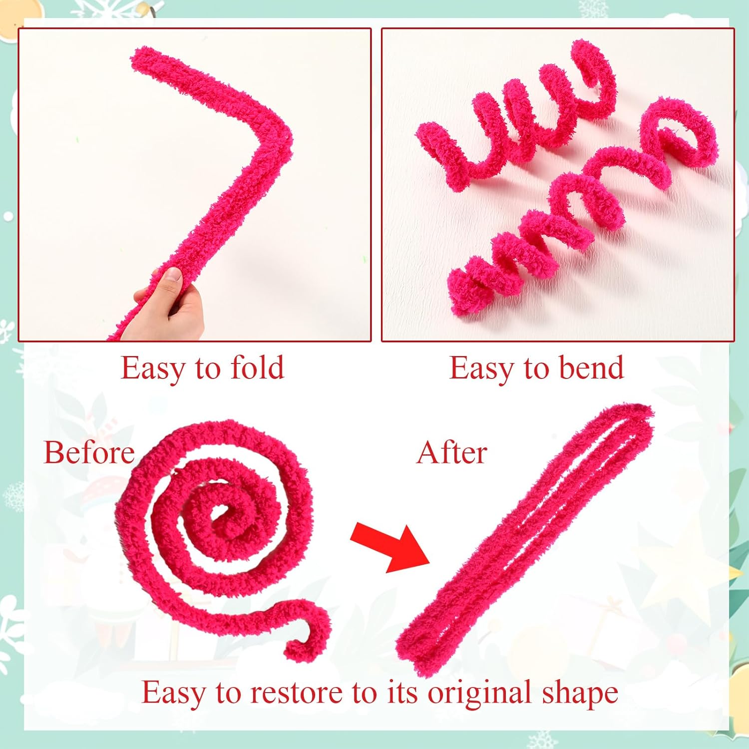 Sonwyoung 24 Pcs Thick Pipe Cleaners Crafts Supplies, Chenille Stems, 39.37 Inches Jumbo Pipe Cleaners Bulk, Fluffy Fuzzy Art Decorations St. Patrick's Day Easter Wedding DIY(Pink, White, Rose Red)