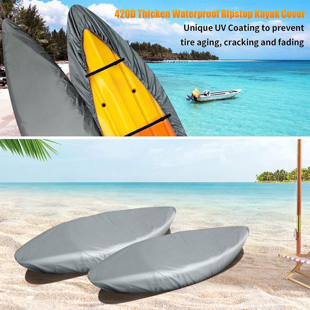 Kayak Cover, UV-Proof, Tear and Fade Resistant Canoe Covers for Outdoor Storage, Indoor Storage for Fishing Boat Dust Cover