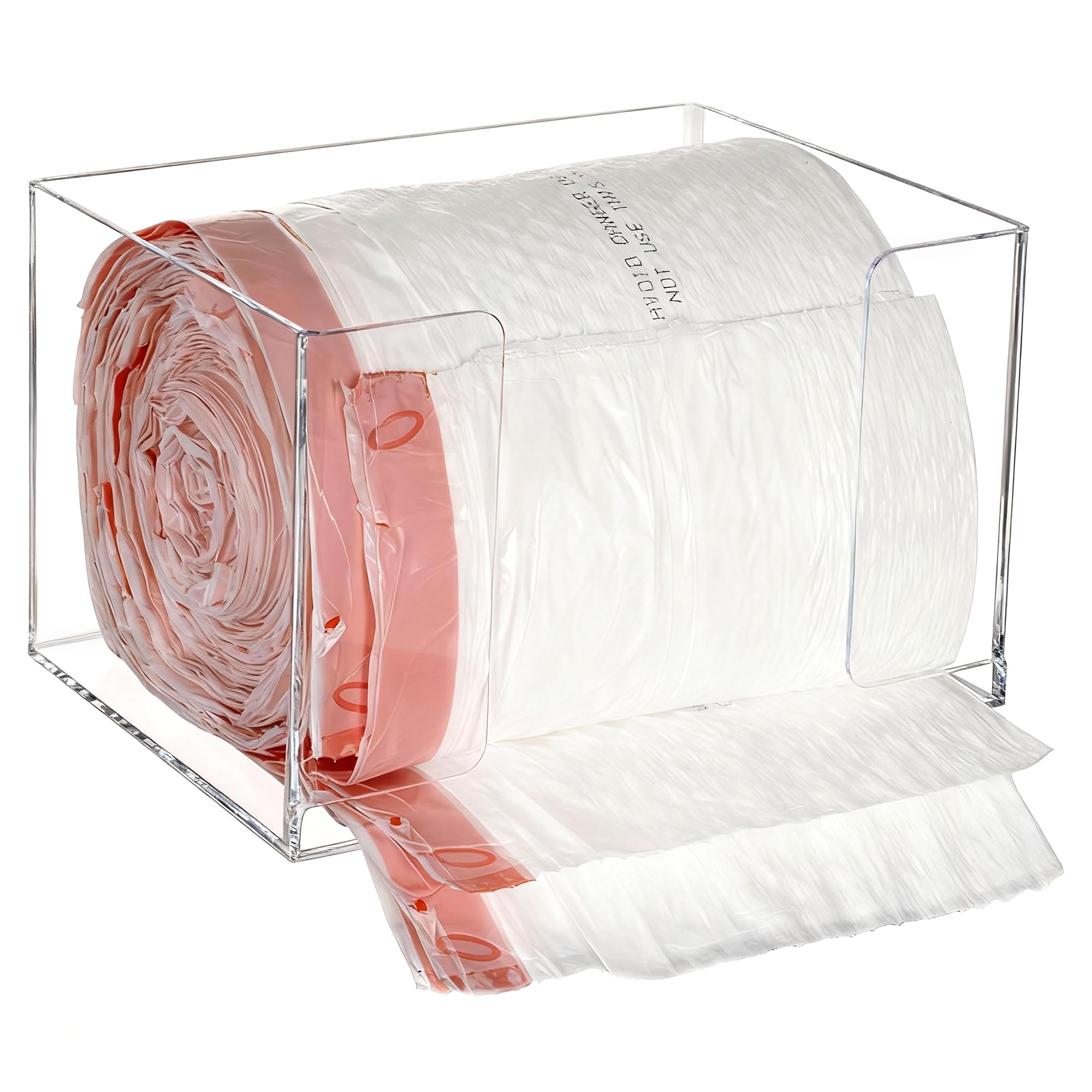 Dispensador de Bolsas de Basura Extra Grande, Soporte para Rollo de Bolsas de Basura acrílicas, Soporte de Rollo para Armario de Cocina, Organizador Debajo del Fregadero, Transparente