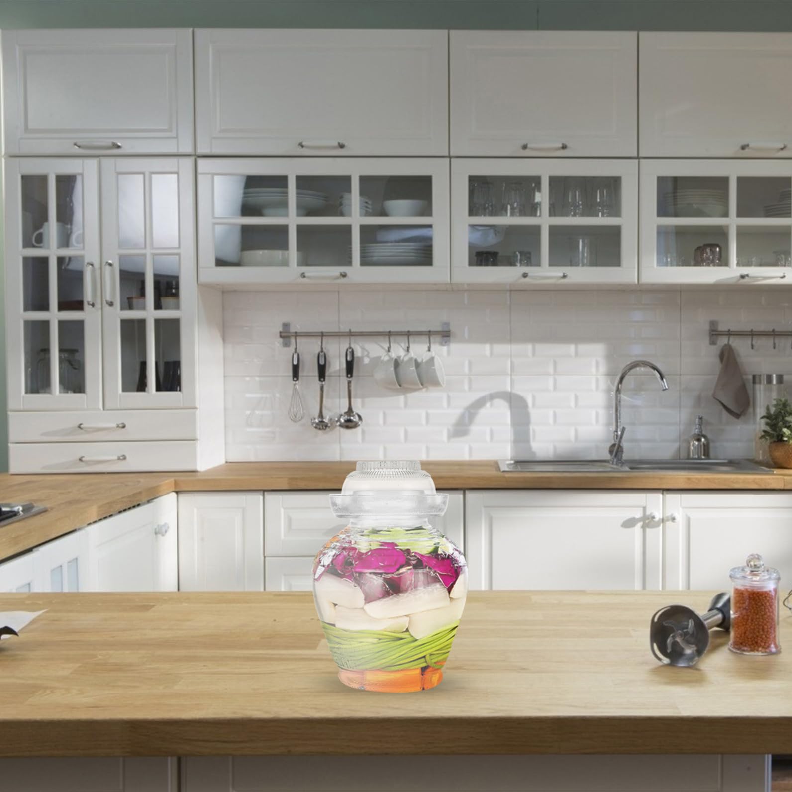 Tarro de Vidrio para Encurtidos 5 Kg, Recipiente Transparente Hermético para Verduras Fermentadas, Lata de Pepinillos de Gran Capacidad para Uso Doméstico en Cocina