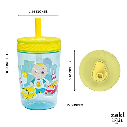 Miniatura 43 de Zak Designs - Juego de vasos Baby Shark Kelso de 15 onzas, sin BPA, tapa de rosca con popote hecha de plástico duradero y silicona, paquete perfecto