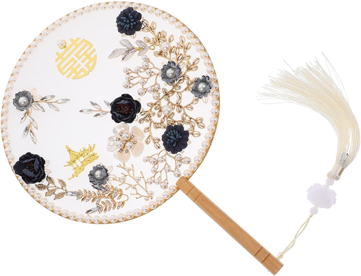 Traditional Chinese Round Hand Fan for Bride Wedding Dance Props