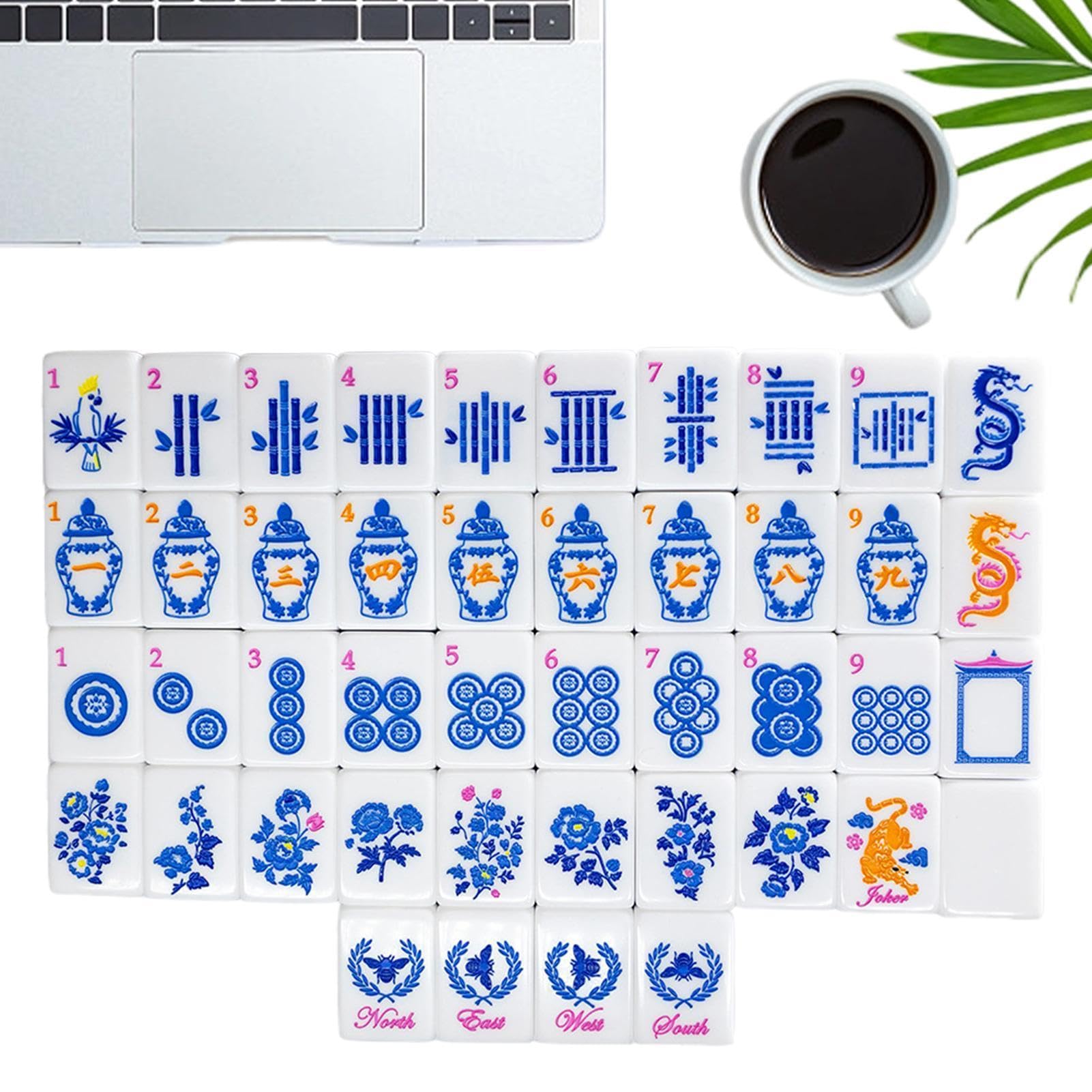 Mahjong-Steine-Set 160-teiliges, graviertes Acryl-Gesellschaftsspiel | Amerikanische Mahjong-Steine Für erfahrene Spieler und Anfänger, Partys, Erwachsene, Schwimmbad, Reisen, Ausflüge und