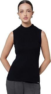 Move All Day Sleeveless Top, 100% Cotton,Turtleneck Collar,High Side Slits,Versatile