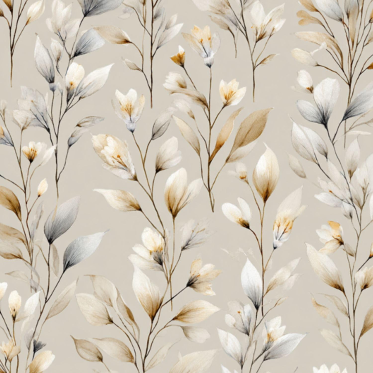 DERUINVAIO Self Adhesive Feature Removable Watercolor Wildflower Meadow Soft Peel and Stick Vinyl Wallpaper Roll, Sticky Lining Paper for Bedroom, Living Room, Kitchen Walls