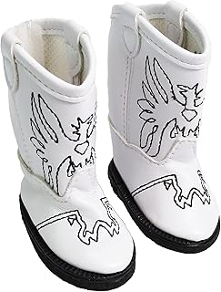 American Fashion World White Eagle Cowboy Boot for 14-Inch Dolls | Premium Quality & Trendy Design | Dolls Shoes | Shoe Fashion for Dolls for Popular Brands
