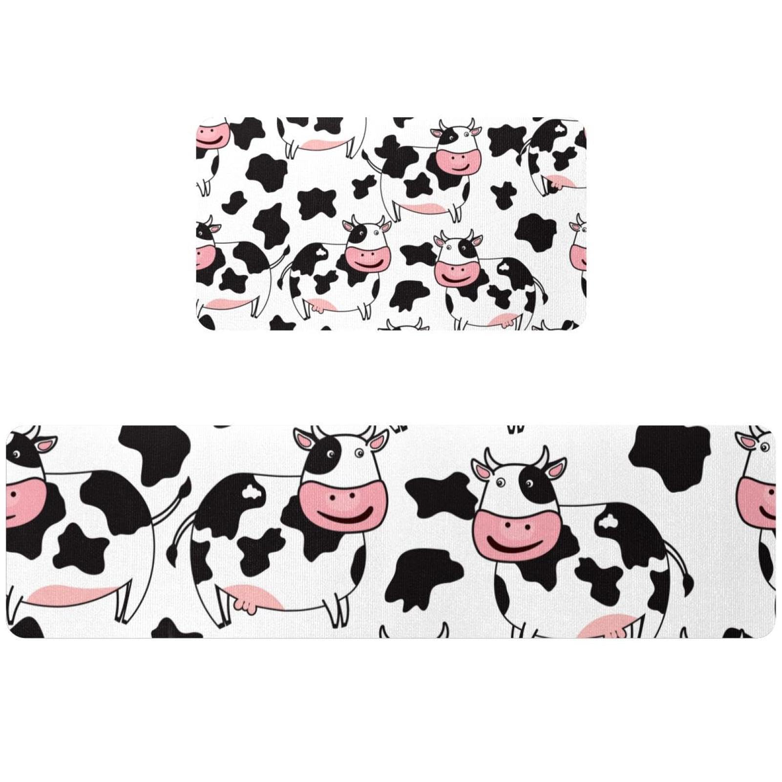 Alfombrillas de cocina lavables que evitan resbalones, juego de 2 con diseño de vaca
