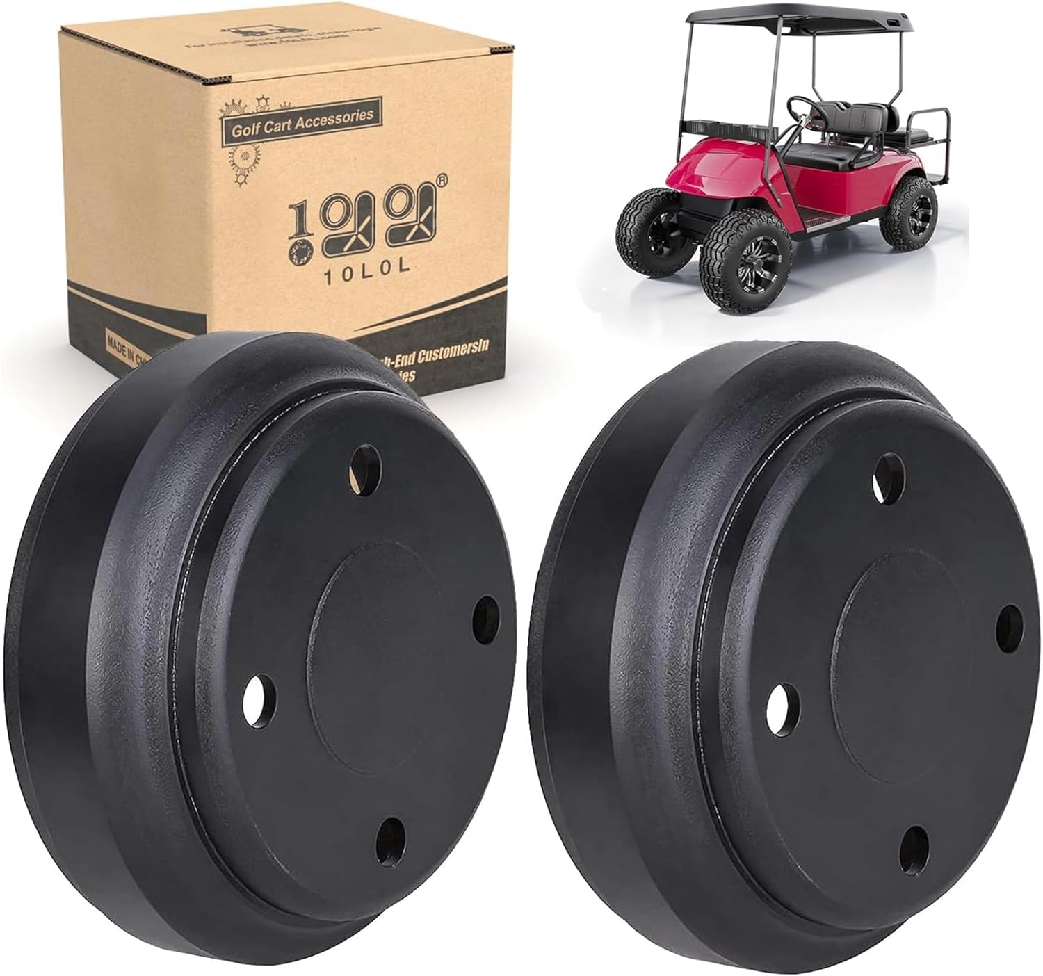 Rear Brake Drums for Club Car DS 1995-up & Precedent 2004-up Gas & Electric, OEM 1017911-01,1018232-01 (2 Pack)