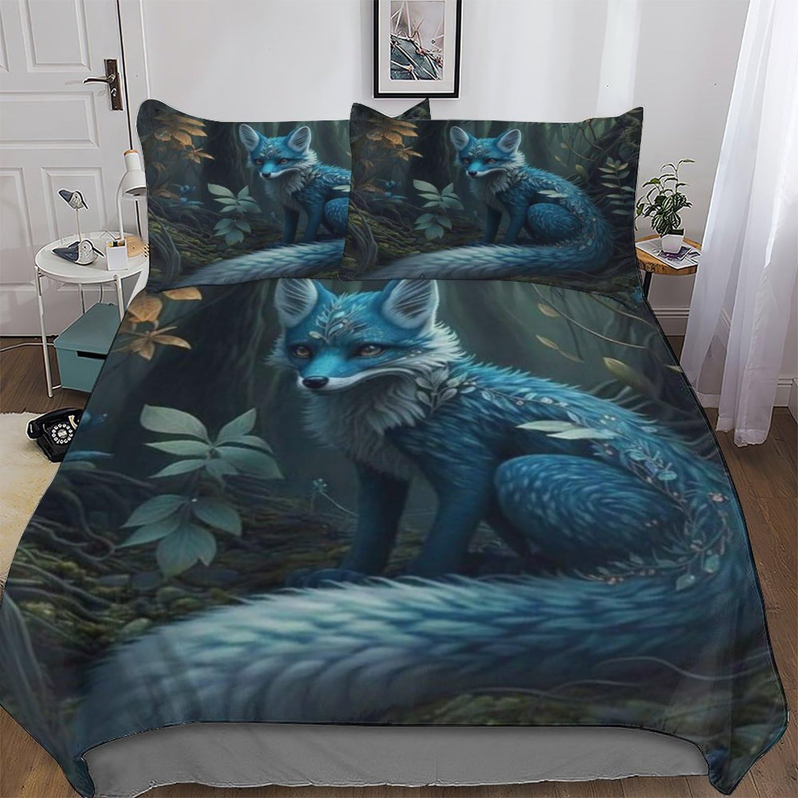 Pazzk Fox-1 Fox Printed Duvet Cover Set 2 Pcs With Pillowcases - Ultra Soft Hypoallergenic Microfiber Quilt Cover Bedding Sets For Kids, Youth And Adult Comforter Cover Single (135X200cm)