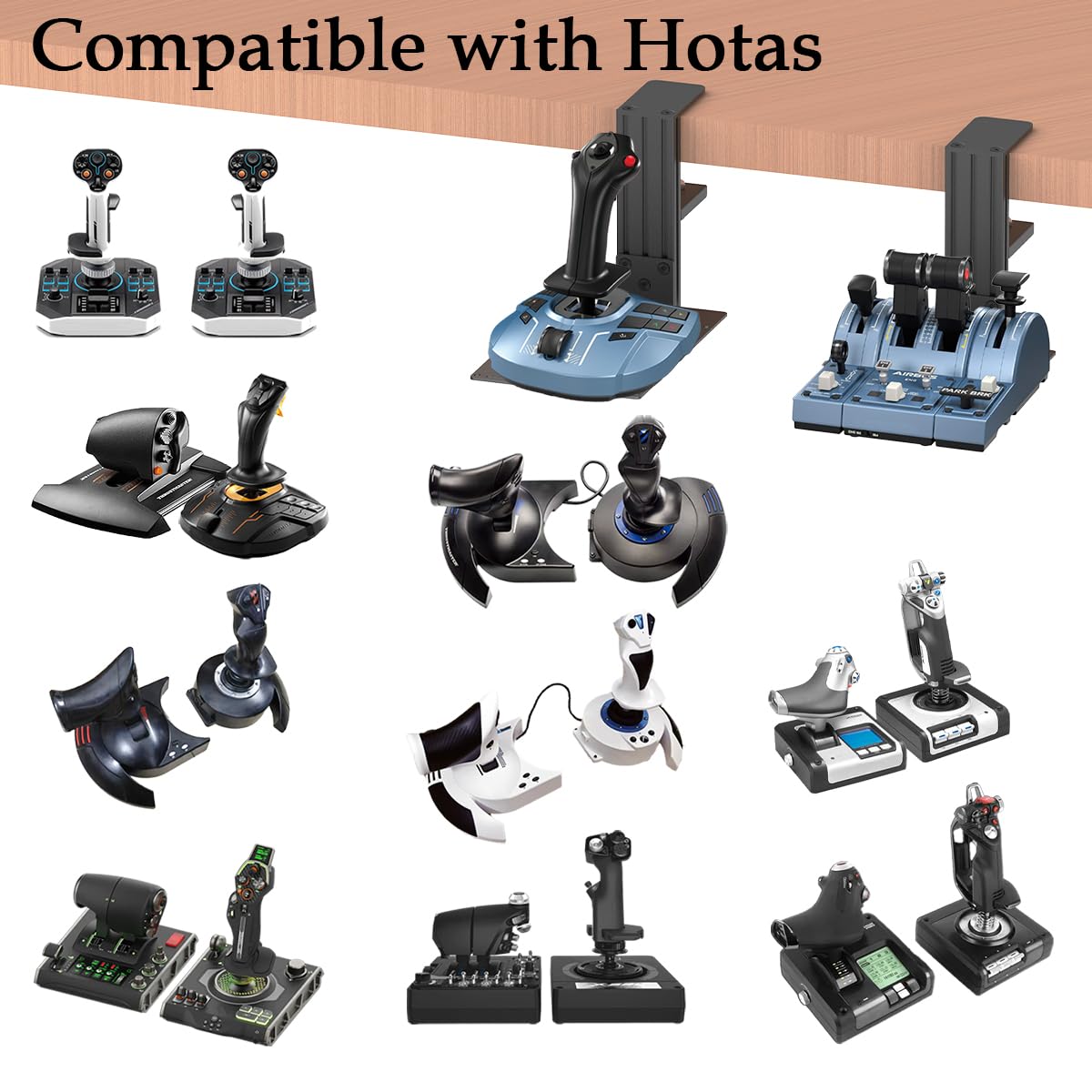 BUJ Tischmontage kompatibel mit Logitech X56, X52, X52 Pro, Thrustmaster SimTask Farmstick, T - Flight Hotas One, T - Flight Hotas 4/X, T16000M FCS Hotas, TCA Officer Pack, Sol - R2 HOSA