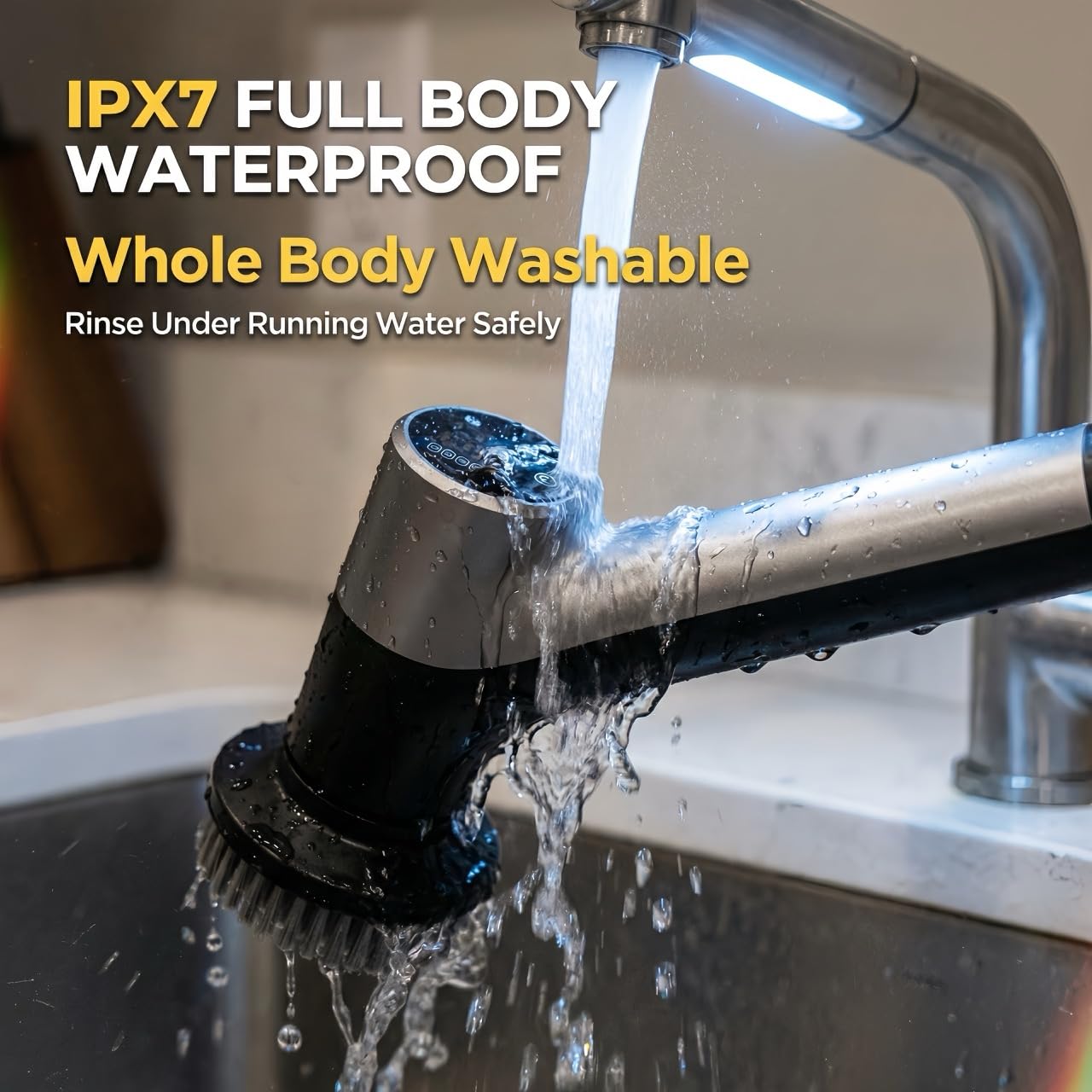 Scrubber elettrico da bagno, dispenser automatico di sapone senza fili e testina anti-rotante, impermeabile IPX7, 5 testine sostituibili, lunga durata della batteria per cucina/bagno/auto/pavimento