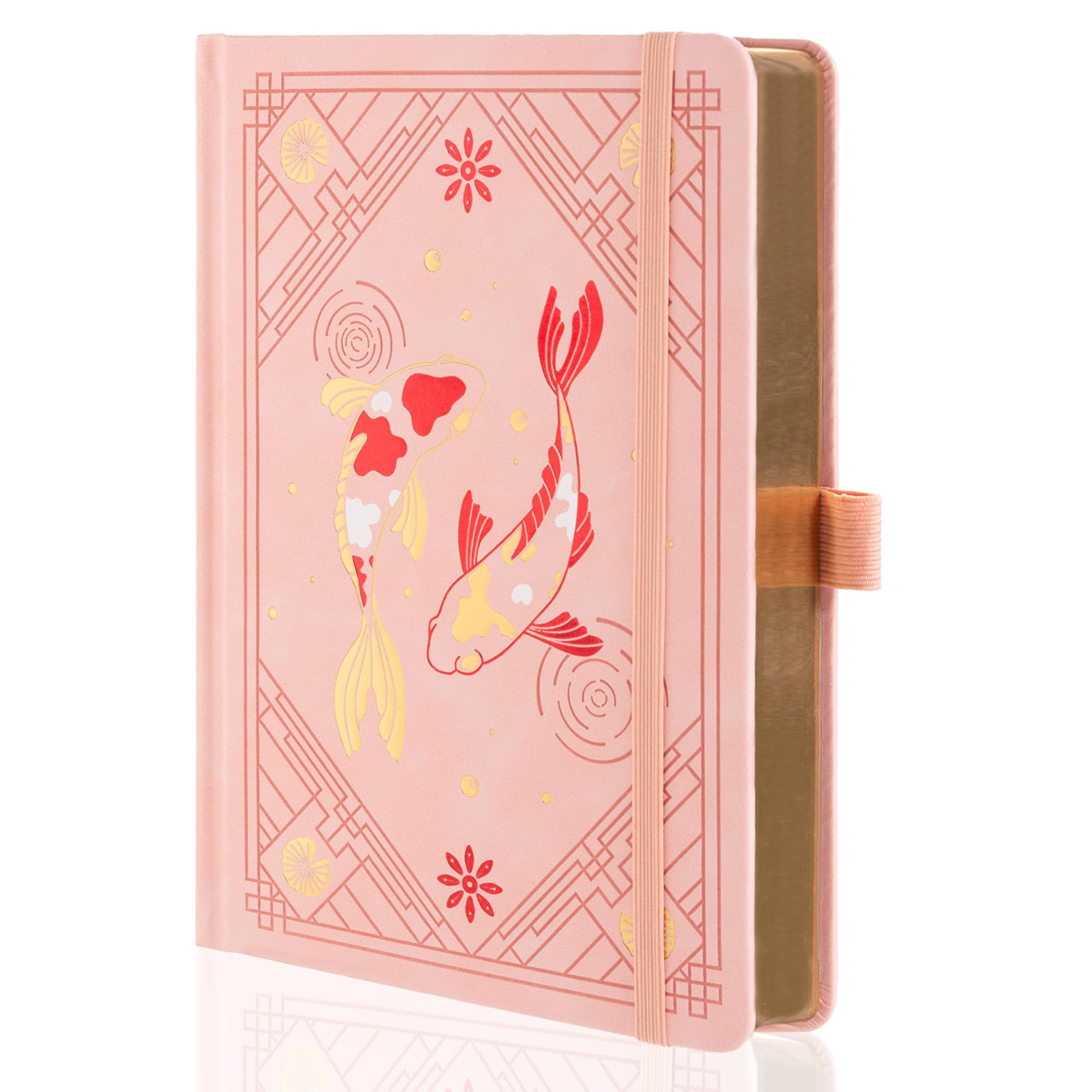 TIEFOSSI Dotted Journal Notebook, Aesthetic journal for Women & Men with Koi Fish Cover, A5 Hardcover Notebook with Ribbon, Dot Journals for Writing, Drawing, Planning, 190 Numbered Pages