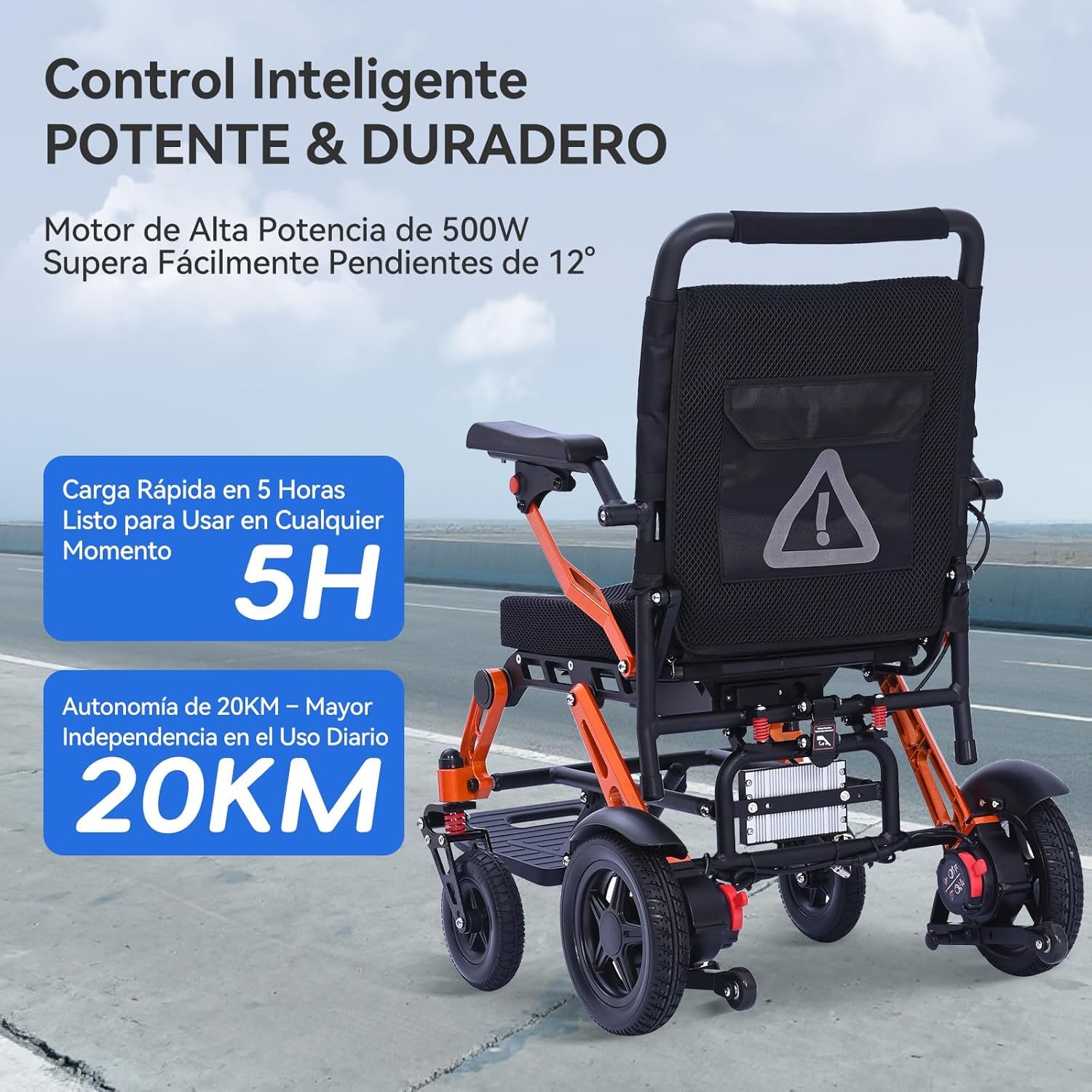 XP02 ultraligera Silla de ruedas eléctrica aleación magnesio(16,6KG), autonomía 20Km, equipada con luces nocturnas y pantalla LED, cumple con los estándares para embarque aéreo, capacidad 150KG