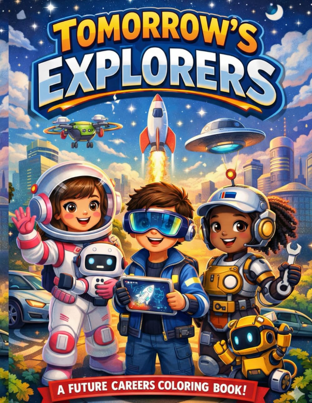 Tomorrow's Explorers: A Futuristic Coloring Book of Careers, Fun Facts, and Amazing Discoveries for Creative Kids.