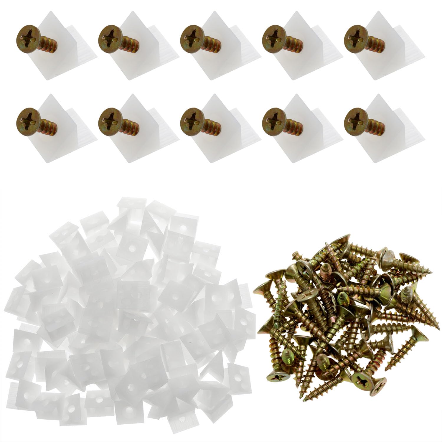 Dookoe Wedge Brackets Plastic Angle Code Bracket Fasteners Drawer Reinforcement Repair Kits for Furniture Sag Drawer Bottom Furniture Closets (White)