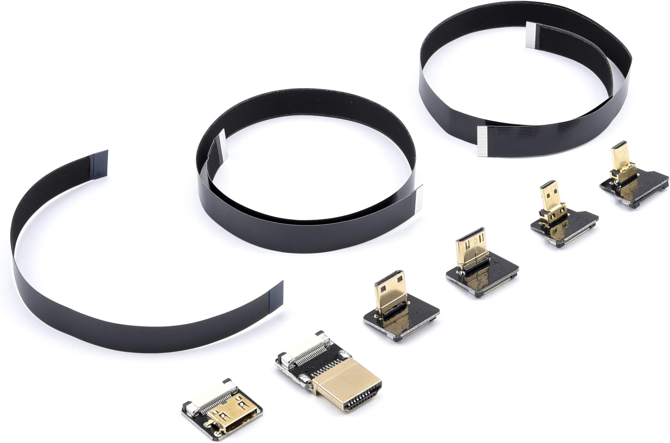 FPV for HDMI-Compatible Flat Ribbon Cable with Standard, Mini and Micro Connectors Bundle Set for Multicopter Aerial Photography