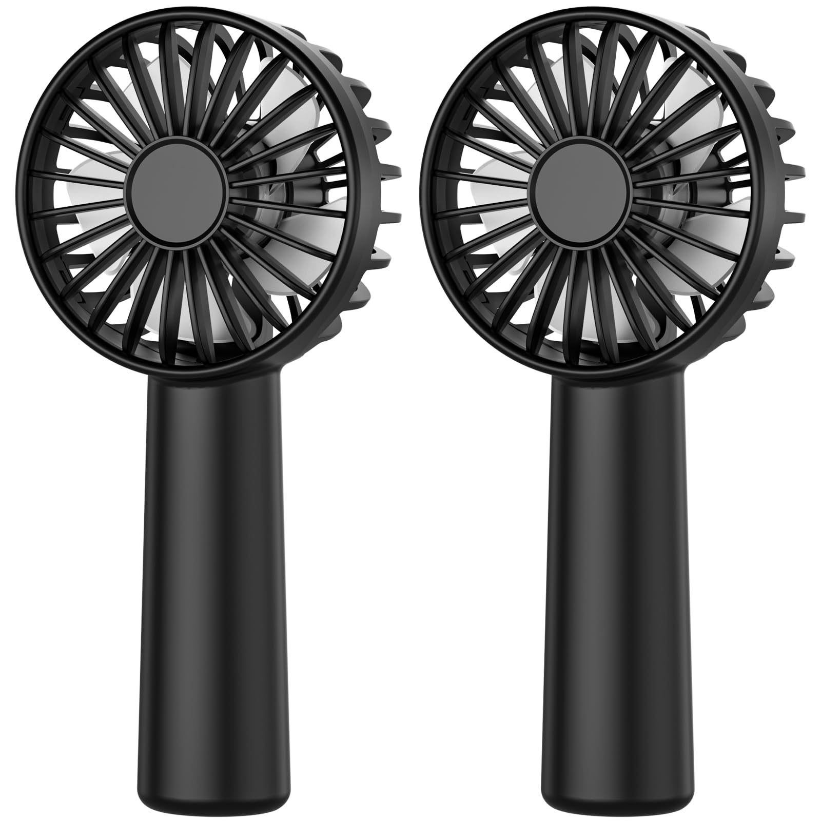 KIDEE Portable Mini Fan, 2 Pack Handheld Fan with 3 Speeds, Hand Fans USB Rechargeable, Battery Powered Personal Fan for Travel, Small Lash Fan for Women Girls, Black