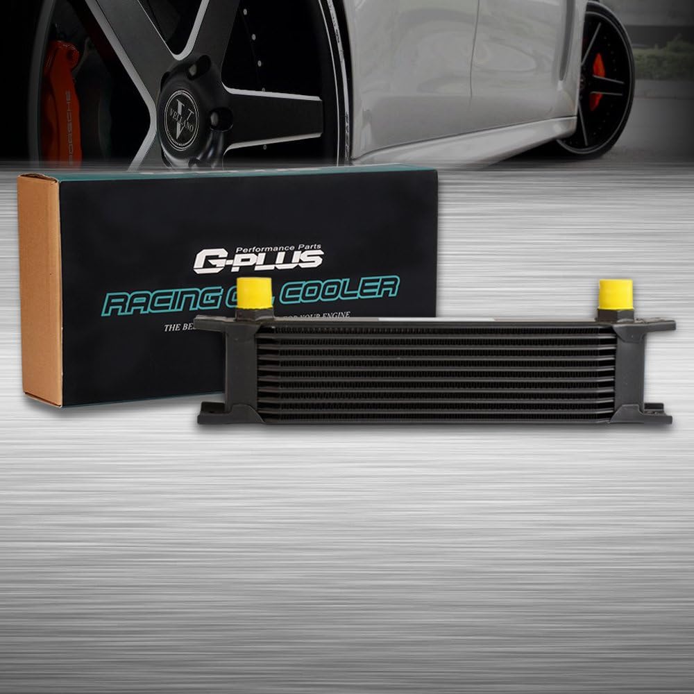 G-PLUS 10 Row AN10-10AN Universal Aluminum Engine Transmission Oil Cooler Black