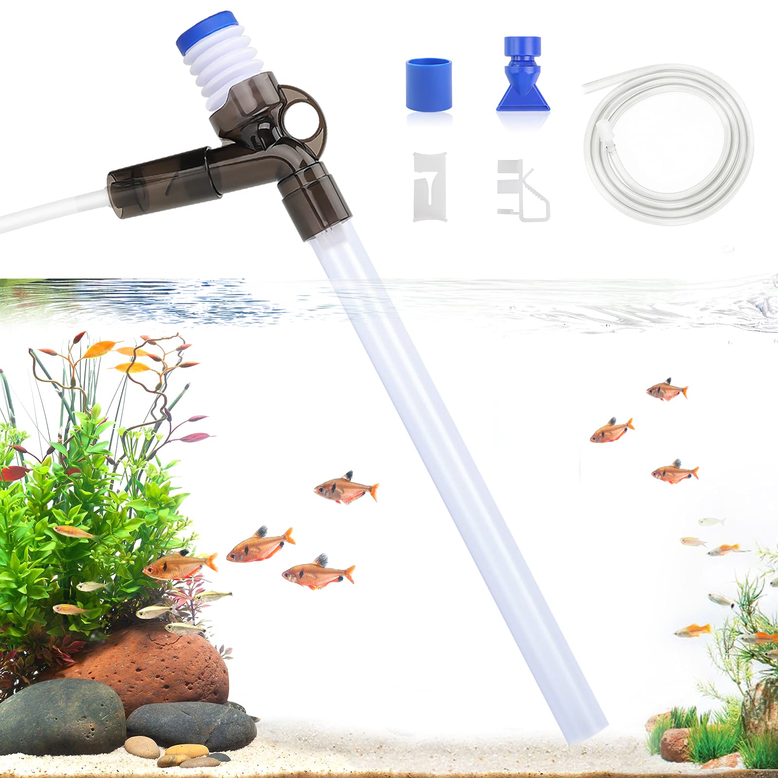 Buy AQQA Aquarium Gravel Cleaner Fish Tank Sand Cleaner Kit Long Nozzle