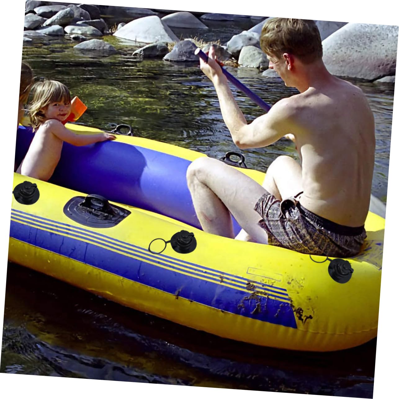 YARNOW Ugello del Gas di Boston Adattatori Adattatore Valvola Gonfiabile Trainabile Pompa Portatile Kayak Gonfiabile Gommone Auto Palloncino Kayak Gonfiabili Kit Barca Torrente Black PVC