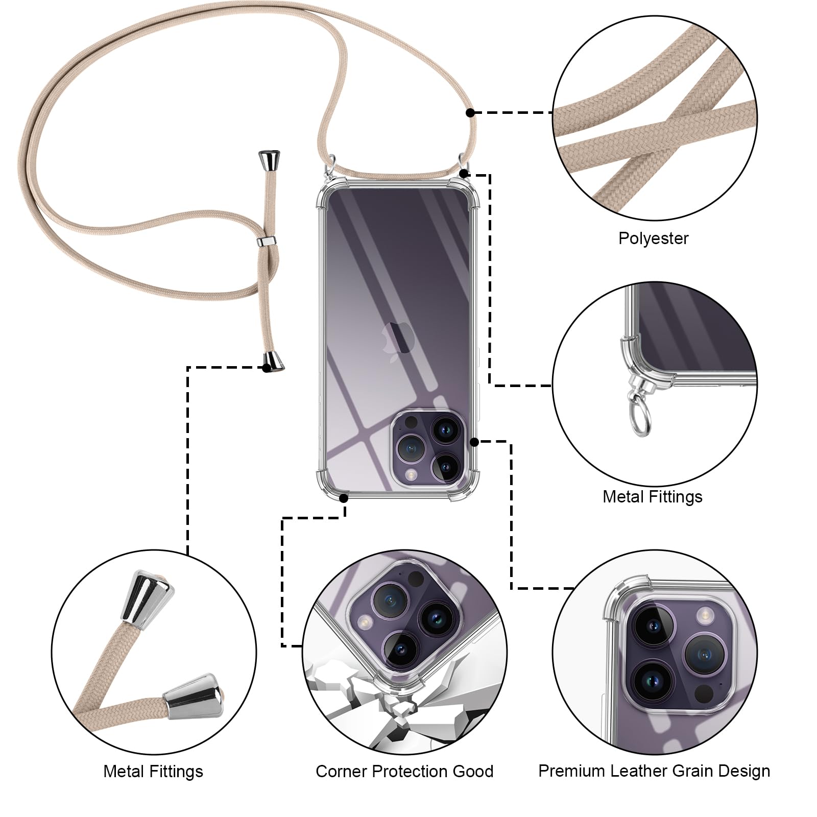 Pnakqil Handyhülle Mit Lanyard Für Honor X6b – Transparent, Anti-Fall, Verstellbar