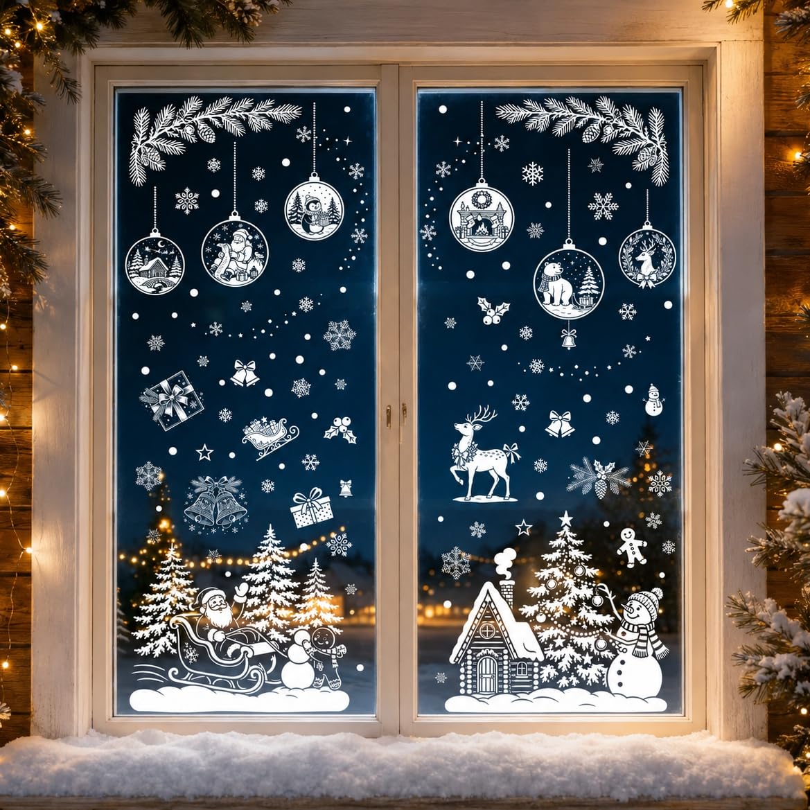 9 Sheets Christmas Window Stickers Decorations, White Sowflake Xmas Decor