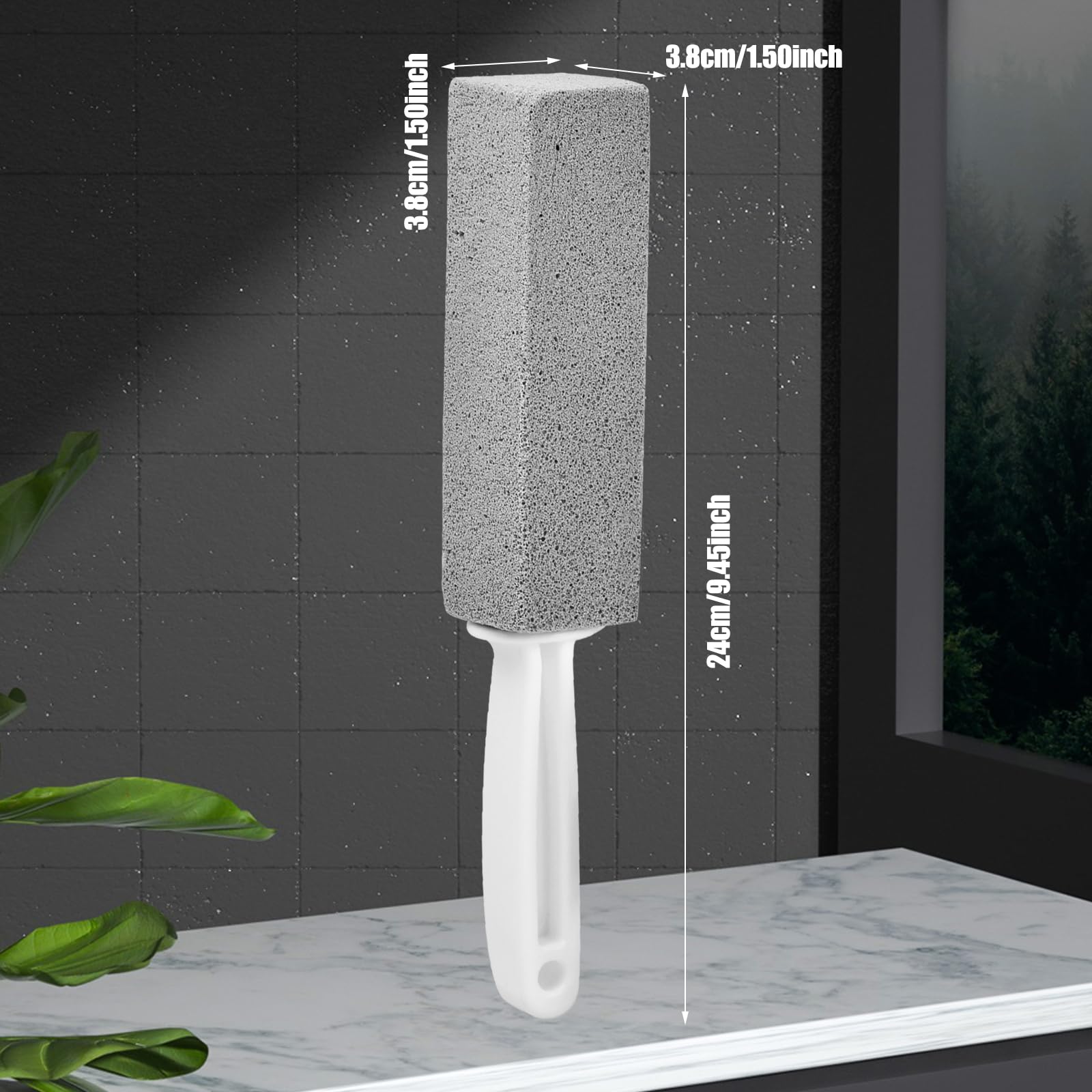 4 Pietre Pomice Per WC Con Manico Ergonomico - 24 Cm, Rimuove Calcare E Ruggine Da Water, Lavandini E Piastrelle - Bianco E Grigio