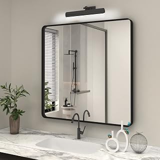CHARMOR 36X36 Inch Black Metal Framed Mirror, Bathroom Wall Mounted Mirror, Rounded Corner Rectangle Vanity Mirror for Wal... Price In India