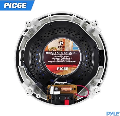 Miniatura 25 de Pyle Sistema de altavoces en el techo de 2 vías para el hogar, par doble de 8 pulgadas y 300 W de altavoces empotrados de pared de techo con tweeter