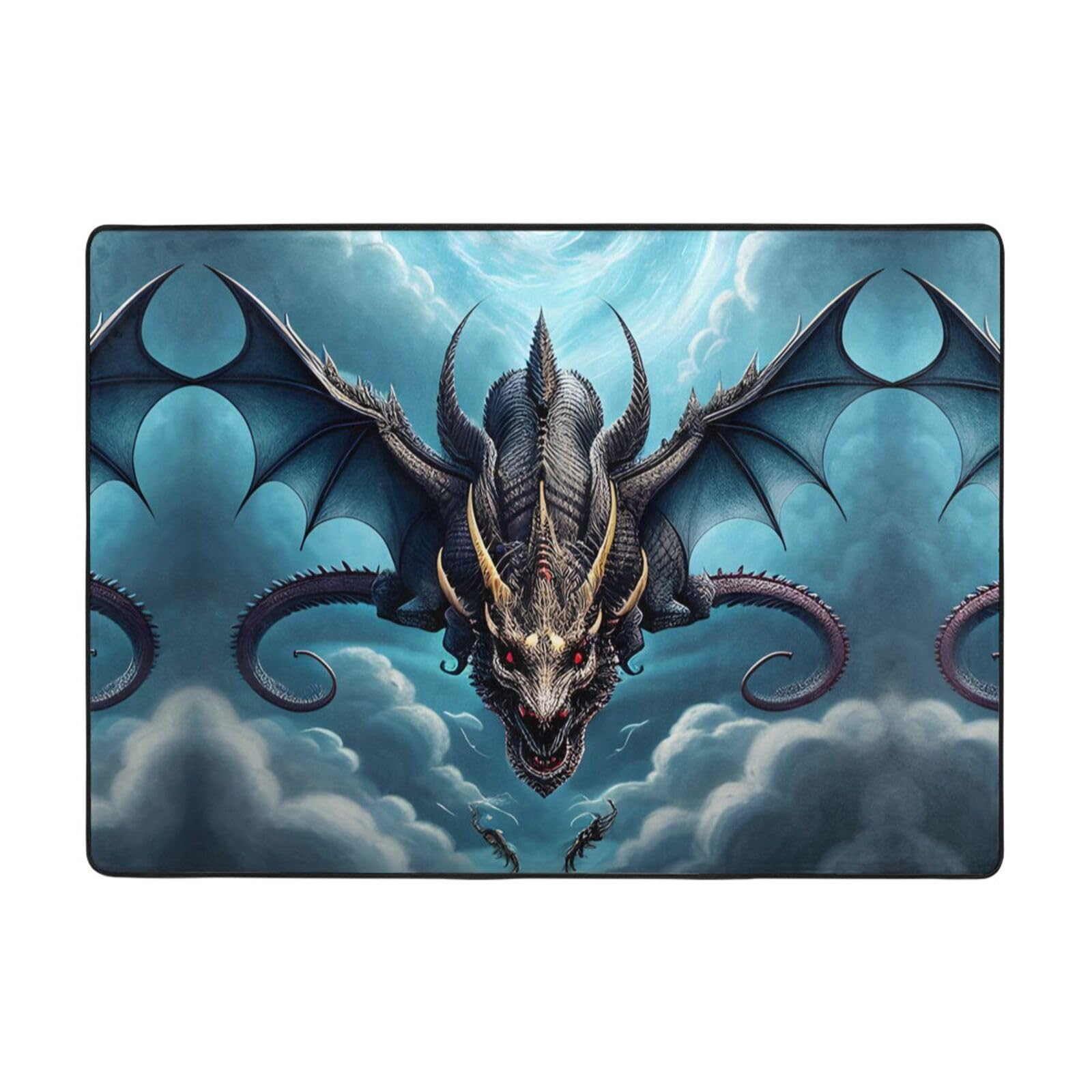 Alfombra de dragón volador de felpa de 80x58 pulgadas antideslizante suave