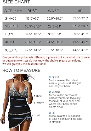 Miniatura 4 de REKITA Traje de baño sexy tankini con falda traje de baño de 2 piezas con bloques de color para mujer